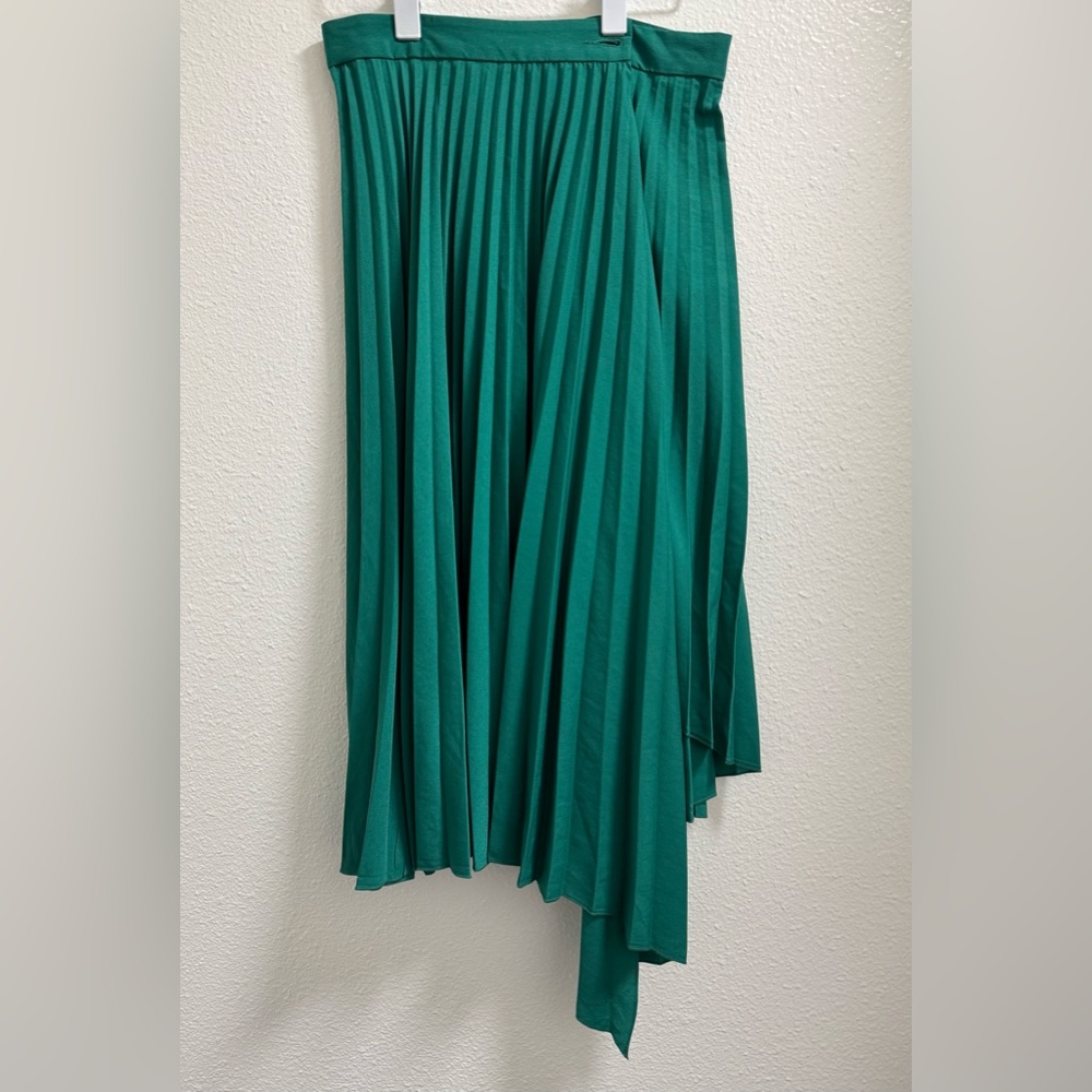 Sandro Paris Corie Pleated Wrap Skirt Button Waist Green Women's 2 Medium